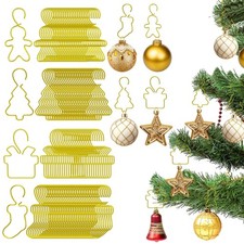 Christmas Tree Ornaments Hooks, 120 Pcs Gold Ornament Hooks Bendable Metal Wi...