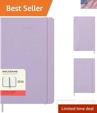 Classic 12  2026 Daily Planner, Hard Cover, Large 5" x 8.25", Pastel Lilac, 4...