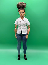 Hand-sewn top  denim pants set for curvy barbie doll