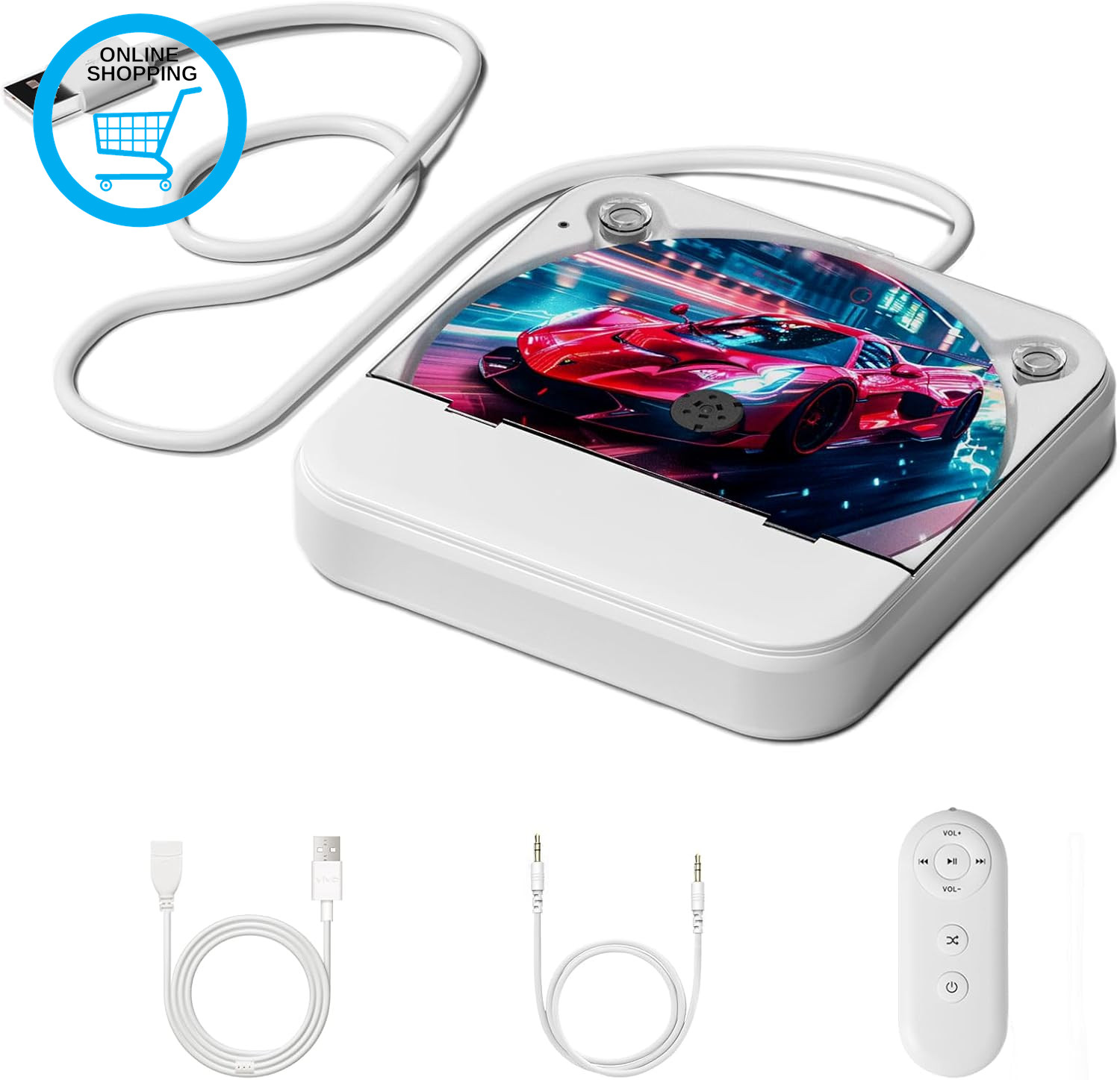 CD Player for Car, External USB AUX Disc Drive Plug & Play for Vehicles without