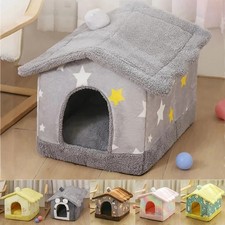 UK Foldable Dog House Kennel Bed Tent Indoor Warm Pet Cat Plush Basket Nest Beds