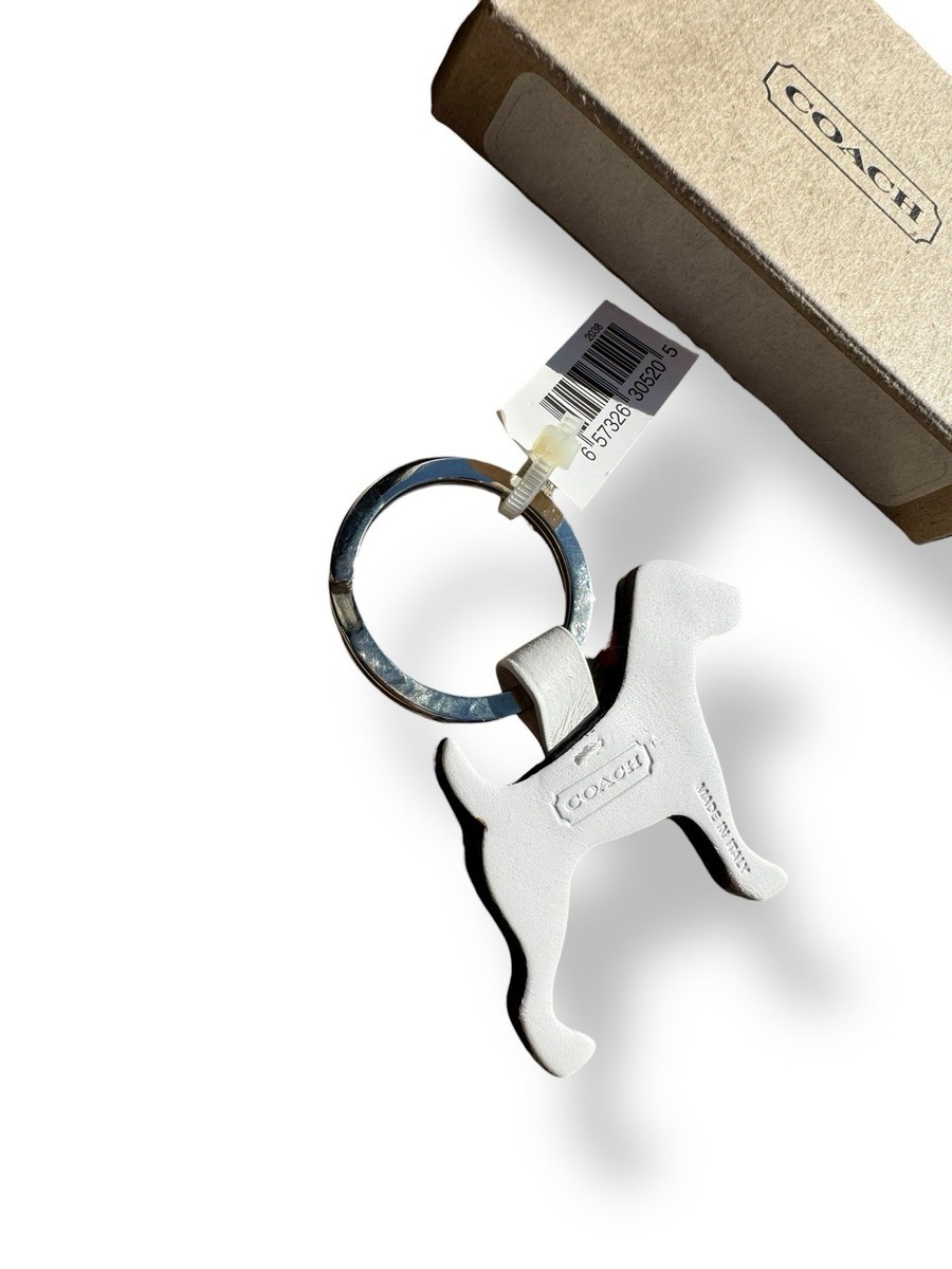 Coach Leather Dog Jack Russell Terrier Keychain Key Fob 7367 Italy