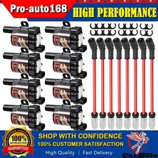 8 Set Round Ignition Coil and Spark Plug Wire For GMC Chevy Silverado 1500 5.3L