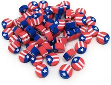 Puerto Rico Flag Beads - 300pcs Round Clay Fashion Small, Blue, Red, White