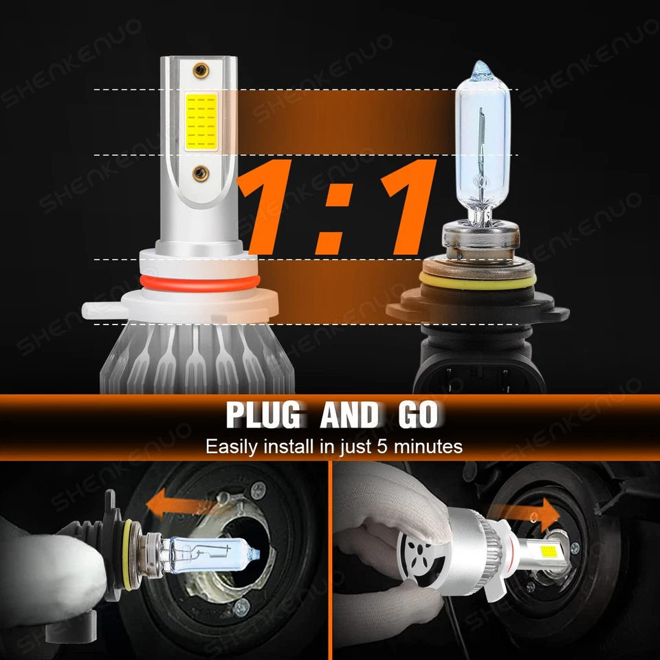 Faro LED 9005 HB3 blanco bombillas de haz alto/bajo C6 para KIA Sportage 2017-2019 Foto 4 de 4