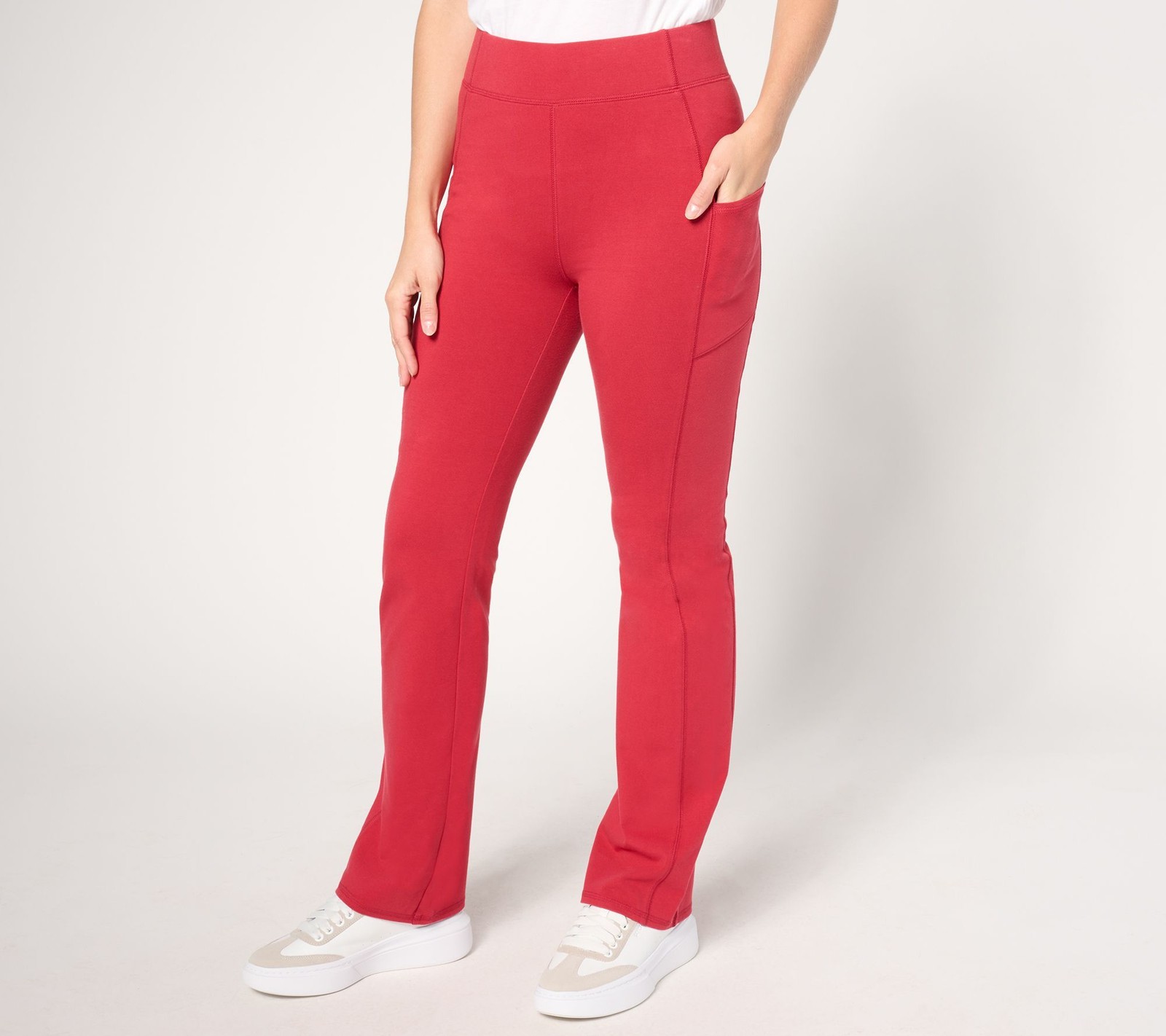 Denim & Co. Women's Petite Pants PXL Active Duo Stretch Lightly Boot Red A611700