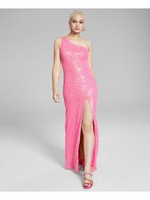 BLONDIE NITES Womens Dress Pink Strappy Back Front Slit Lined Juniors 13