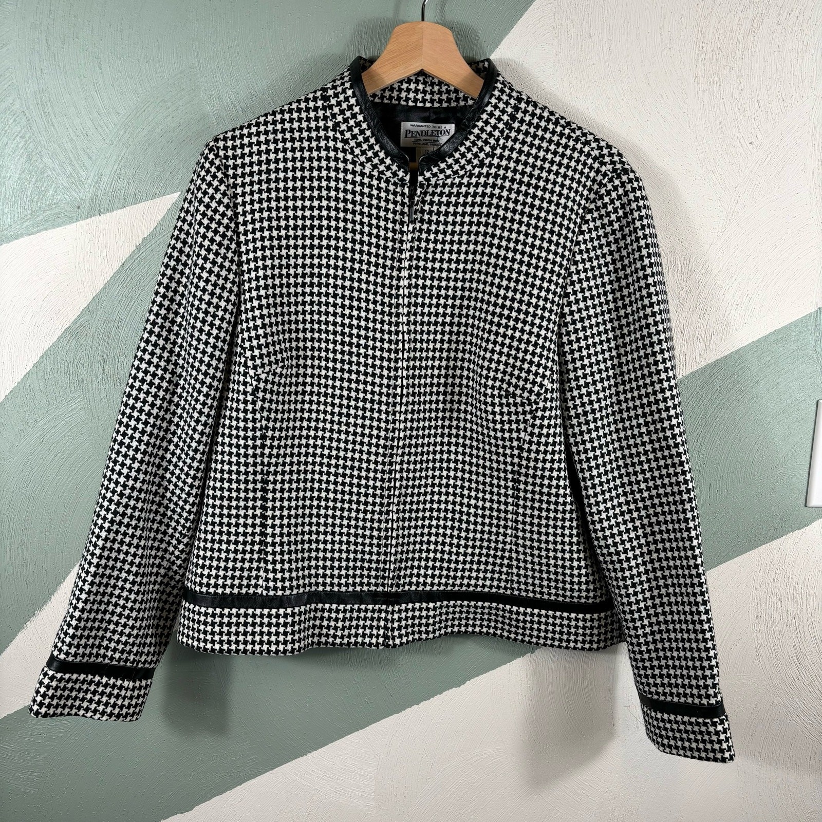 Pendleton Wool Jacket Women's Size 12 Houndstooth… - image 8