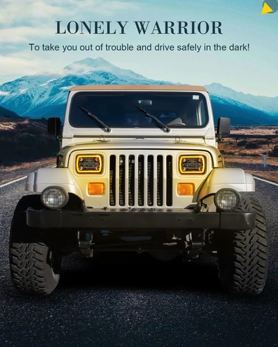 DOT Black 7x6" in Rectangular LED H6054 Headlight for Jeep Cherokee 1984-2001 XJ - Picture 7 of 22