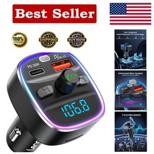 Bluetooth 5.4 FM Transmitter Car Adapter - 48W Fast Charging  Colorful Lights