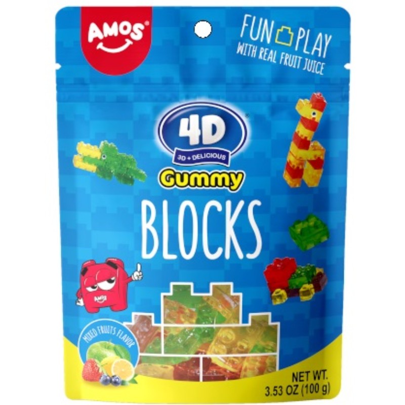 3x Amos 4D Gummy Blocks Candy Fun Play Treat Bulk Sealed Snack Lot 353oz 3890₽