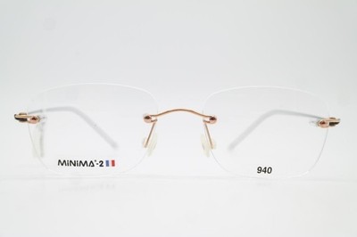 Brille Minima France 2 940 Gold Schwarz Randlos Brillengestell eyeglasses Neu