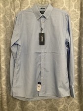 Chaps Mens Slim Fit Size Medium 15-15.5 34/35 Button Down Shirt Blue Plaid NEW