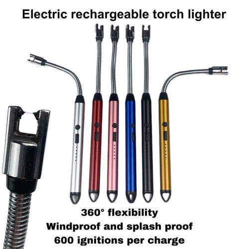 USB Rechargeable Electric Windproof Lighter Candle Lighters BBQ Arc Long Neck - Foto 4 di 27
