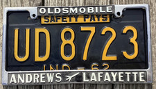 1962 INDIANA LICENSE PLATE - ORIGINAL TAG PLATE ONLY