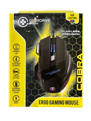 Overdrive Ergo Cobra Gaming kabelgebundene Maus RGB-Beleuchtung - 4 einstellbare DPI-Modi