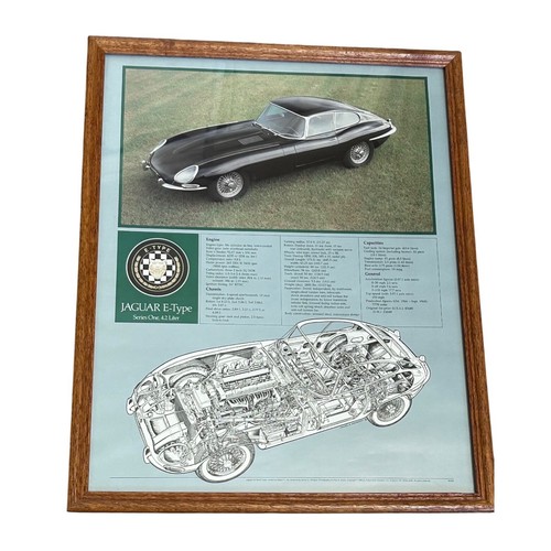 Jaguar E-Type Series 1 Poster Cutaway 4.2L Vintage 1986 Framed 21x17 Technical