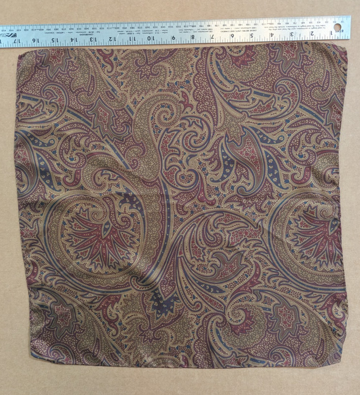 J. Hilburn Made in ITALY 100% Silk 15" Pocket Square Brown Paisley Design NWOT
