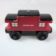 Thomas the Train Engine  Friends SODOR LINE CABOOSE Magnetic Wooden Train Red