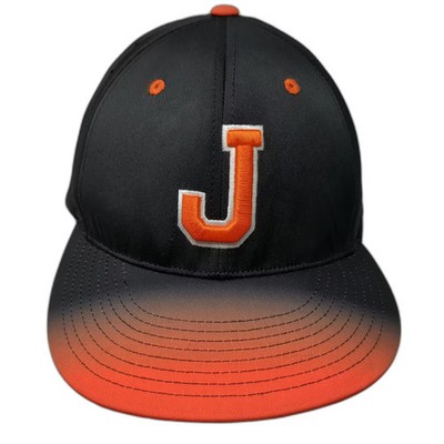 Richardson Baseball Cap Black Orange XL Hat Flexfit Embroidered Gradient Brim