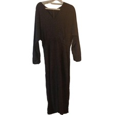 Uniqlo x Theory V-neck Slit Dress Black Long Sleeve L Collaboratio