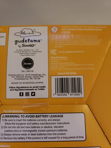 Gudetama™ The Lazy Egg Remote Control Egg Vehicle Open Box Fast Shipping  - Afbeelding 8 van 11