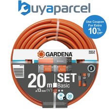 Gardena 20m Basic Garden Hose Pipe Watering Starter Set Nozzle Attachments