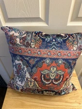 New Tracy Porter Poetic Wanderlust Teal Blue Red Square Decorative Bed Pillow