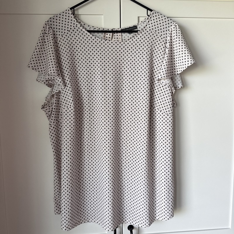 Adrianna Papell - Short Sleeve Blouse - 2X - Pink and Black - Excellent Cond