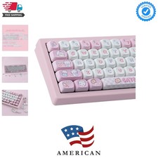 PBT Cute Kitty-cat Keycaps Set 140 Keys Dye-Sublimation MOA Profile Keycaps f...