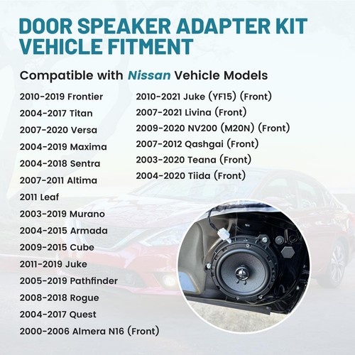 6,5 Zoll Tür Lautsprecher Adapter Halterung mit Lautsprecher Kabelbaum für 2004-2019 Nissan... - Bild 3 von 8