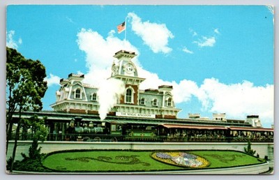 Orlando, FL Postcard - Magic Kingdom Train Station Rail Road Narrow Gauge