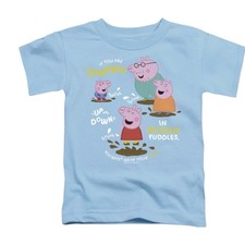 Popfunk Peppa Pig Family Muddy Puffed T-Shirt Size XS Unisex Light Blue NWT