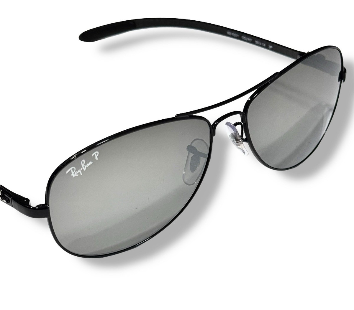 Ray Ban RB8301 002/K7 Black Polarized Gray Silver Mirror