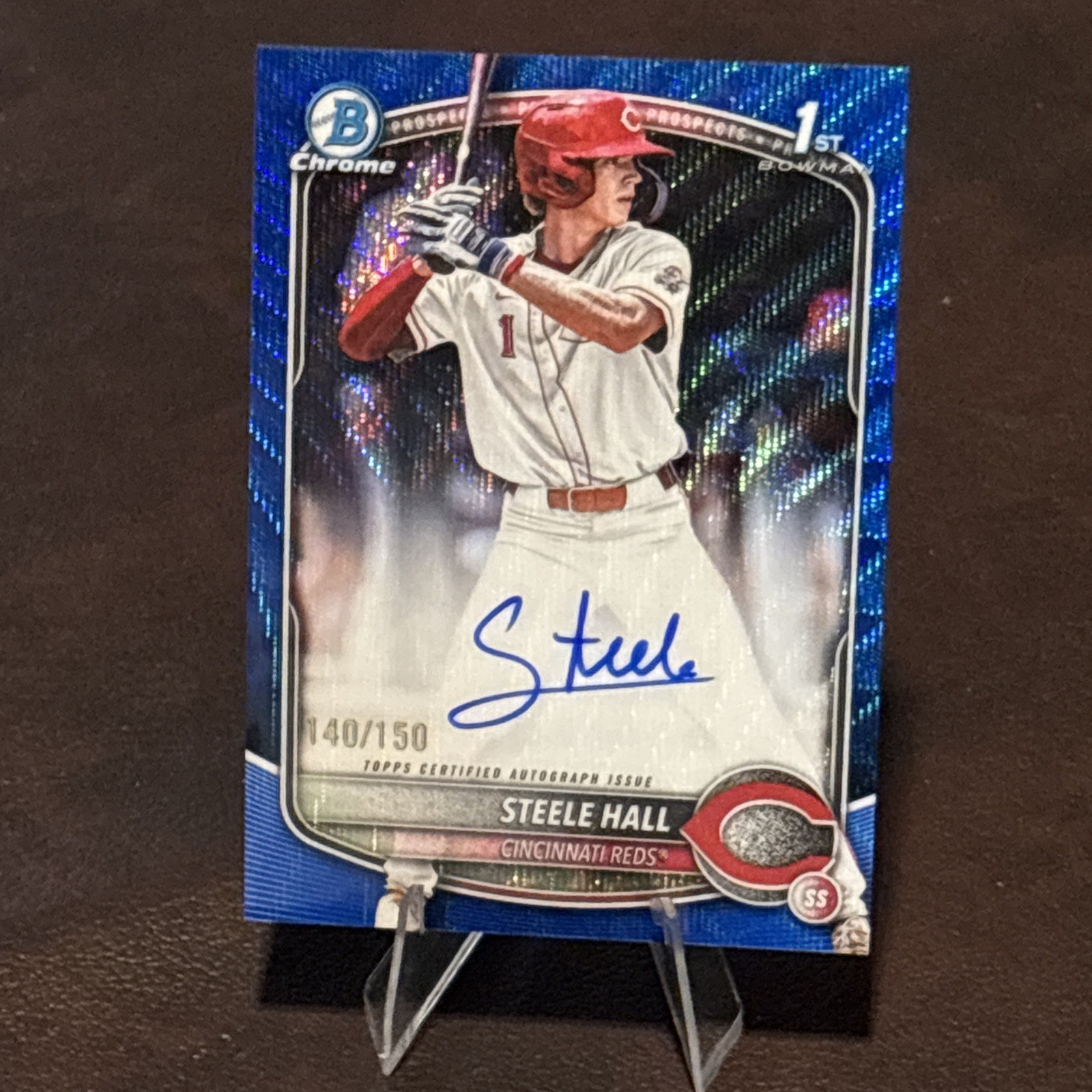 2025 Bowman Draft Chrome Steele Hall 1st Bowman Blue Wave Refractor Auto /150
