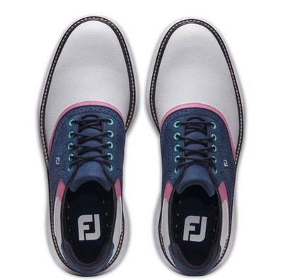 FJ Traditions ゴルフシューズ 57933J 9.5 FootJoy Mens Size 10M Traditions Golf White/Blue/Pink Leather