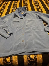 Lady Hathaway Womens Light Blue Chamois Shacket Shirt Jacket Size L