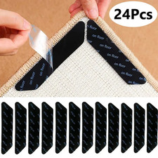 24 Pcs Carpet Mat Adhesive Grippers Non Slip Rubber Rug Stickers Reusable Tape