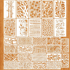 28 Pack Texture Stencils for Crafts Reusable Mixed Size Abstract Templates for