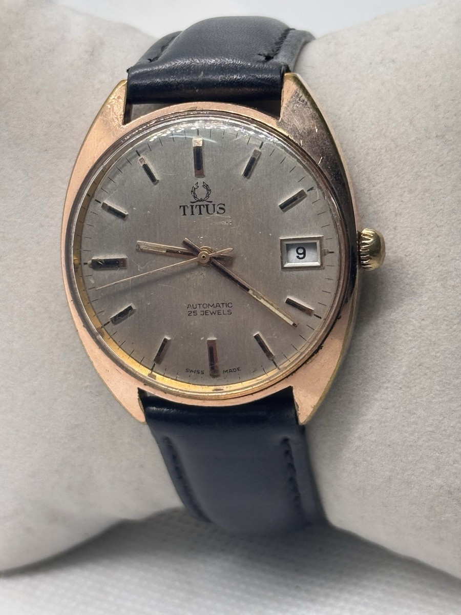 Genuine Titus Automatic Men's SS Watch, 25 Jewels, Swiss Date from