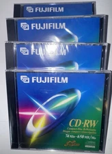 4) NEW FUJIFILM CD-RW FACTORY SEALED 650 MB 74 MIN