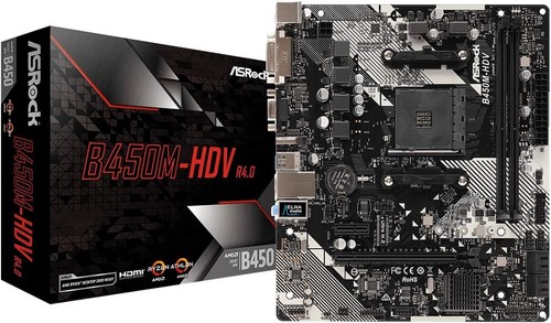 B450M-HDV R4.0 AMD B450 AM4 Socket Ryzen 2000 - 5000 Processors DDR4 3200 64G...