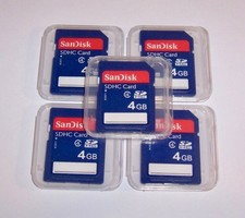 Lot of 5 New SanDisk 4gb SD Memory Cards - 4 gb SanDisk SD Cards