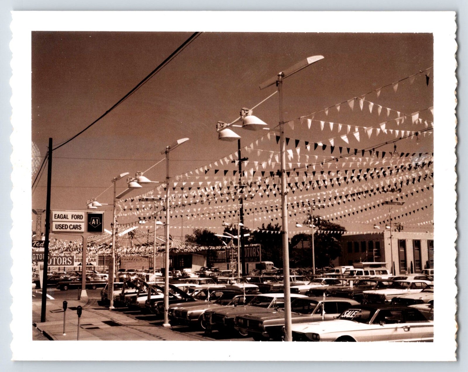 Eagle Ford Used Cars, Stockton, CA (1969) Original Black & White Photo