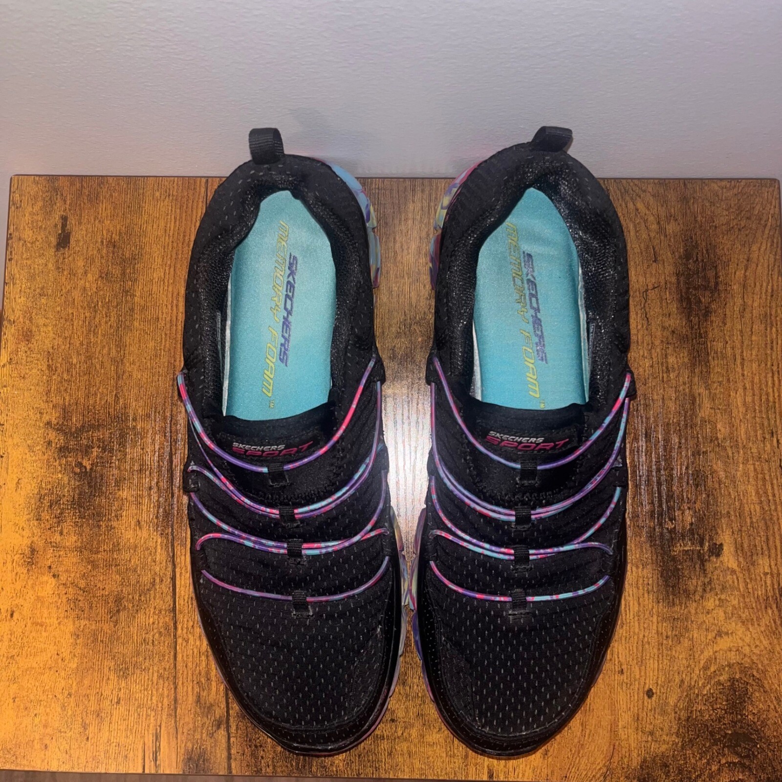 SAOLA Scarpe da passeggio Skechers Sport Memory Foam suola colorata nere taglia 8 5