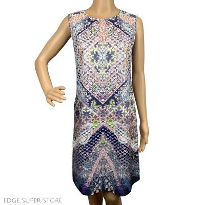 Tribal Femme Pink Purple Sleeveless Geometric Print Cocktail Shift Dress  Size XS | eBay