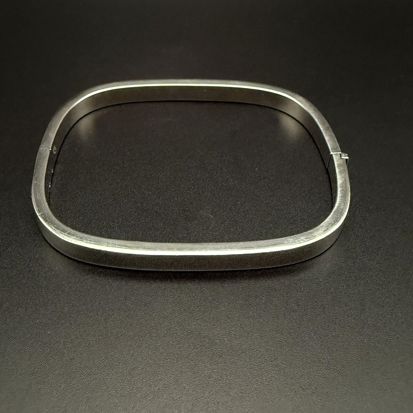 Estate Sterling Rectangular Bangle Bracelet Round… - image 1