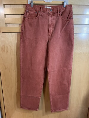 Madewell Baggy Straight Jeans Size 30X32 100% Cotton Denim Pink Burgundy NWT