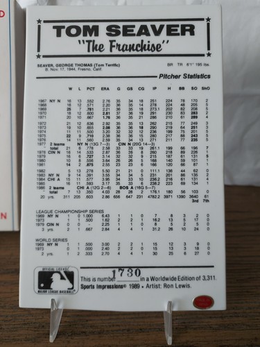 Vintage Lot Tom Seaver The Franchise Lg. Plate Mini Plate & Card Box Stand COA - Picture 12 of 13