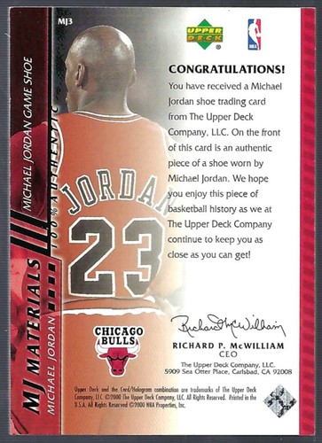 2000-01 Upper Deck MJ Materials #MJ3 Michael Jordan Schuh - Bild 2 von 2